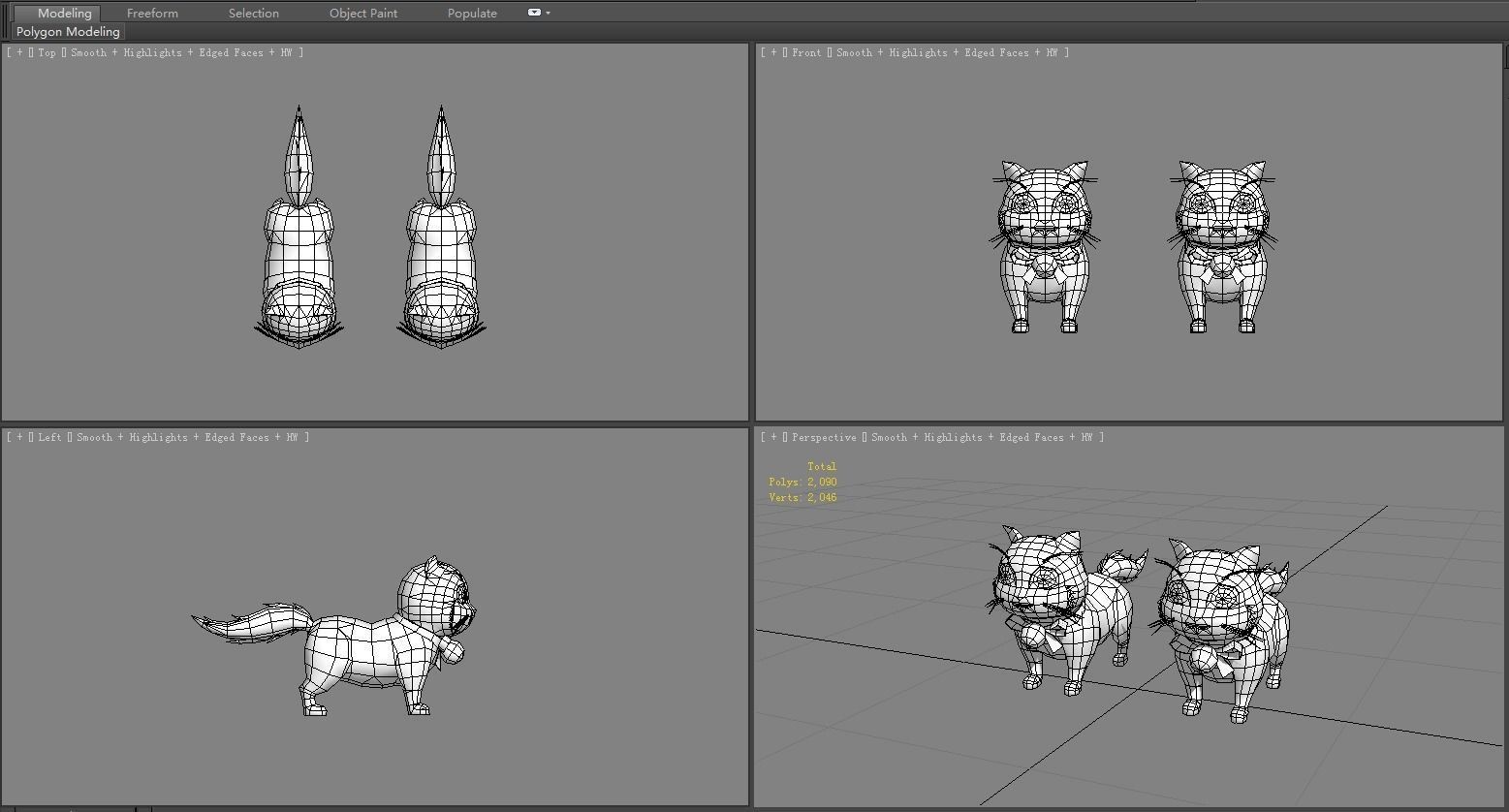 Cartoon fat cat Low-poly 3D model_6
