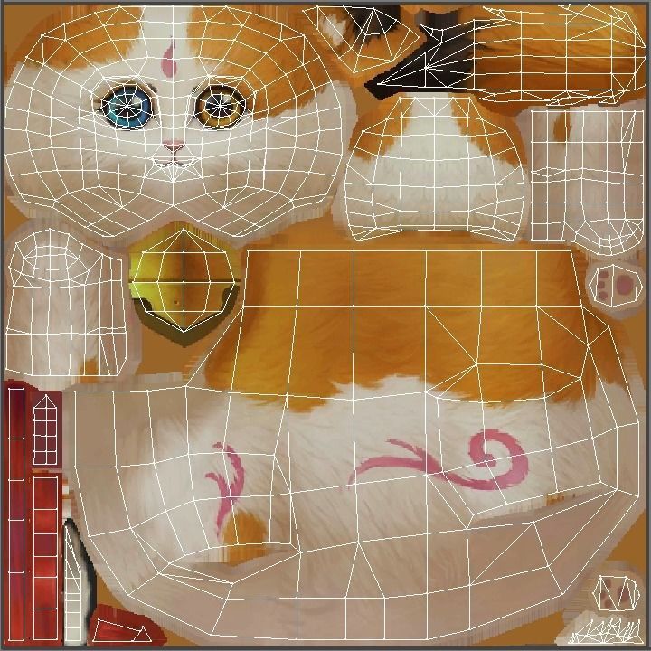 Cartoon fat cat Low-poly 3D model_7