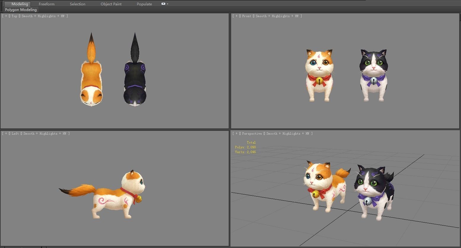 Cartoon fat cat Low-poly 3D model_4