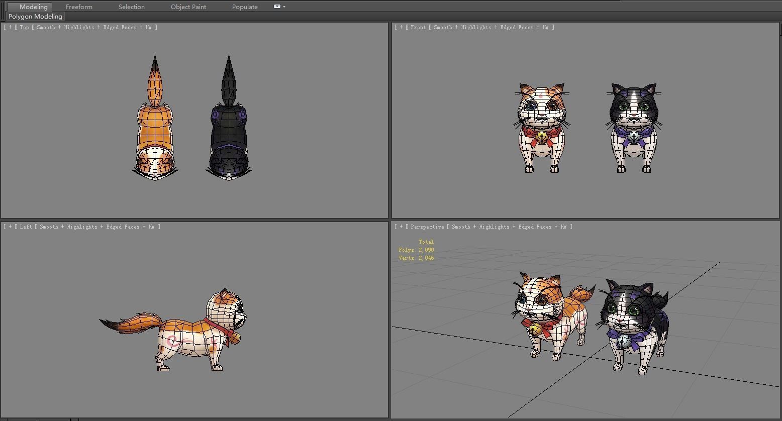 Cartoon fat cat Low-poly 3D model_5