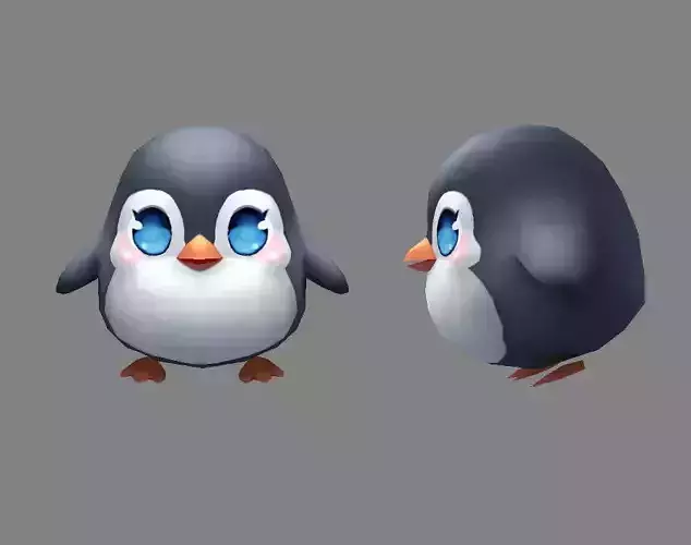 Cartoon baby penguin - male - lovely Low-poly 3D model