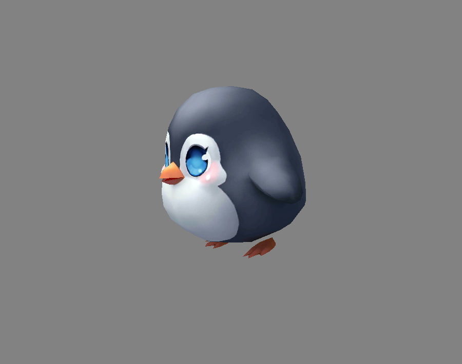 Cartoon baby penguin - male - lovely Low-poly 3D model_1