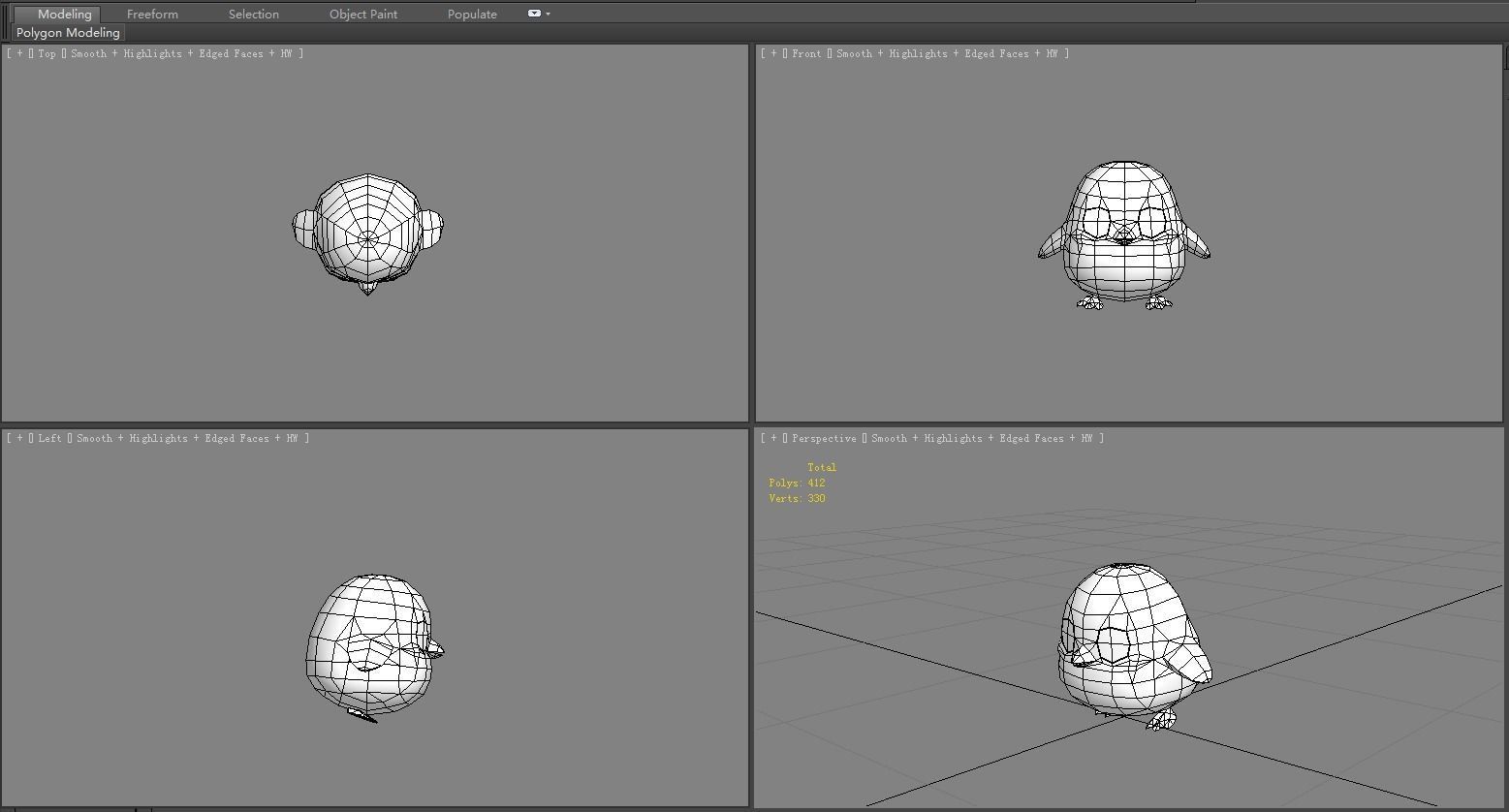 Cartoon baby penguin - male - lovely Low-poly 3D model_5