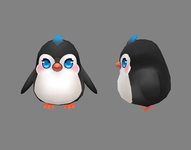 Cartoon baby penguin -  female - lovely Low-poly 3D model