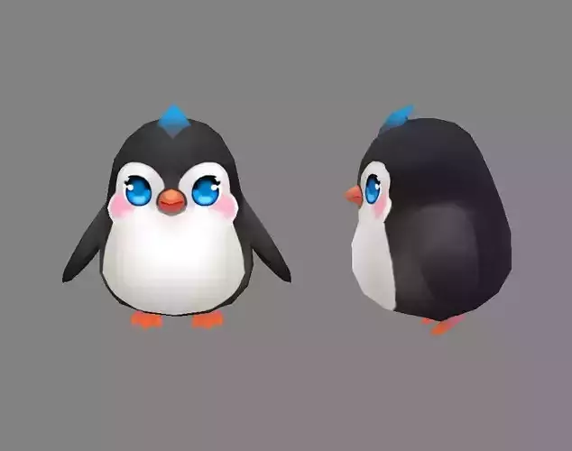 Cartoon baby penguin -  female - lovely Low-poly 3D model