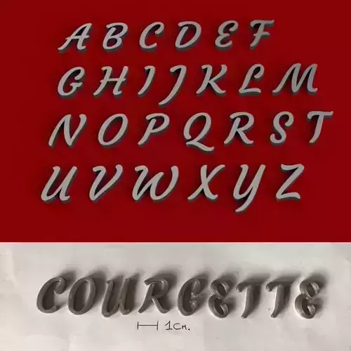 COURGETTE uppercase and lowercase 3D Letters STL FILE 3D print model