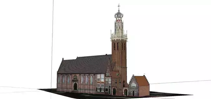 Architecture-Religion-God-Culture-Temple-02 church with clock... 3D model