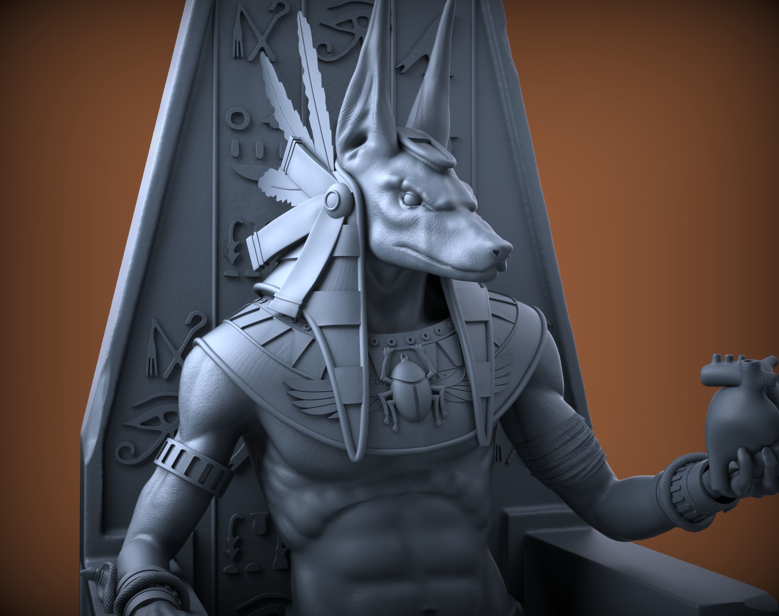 Anubis egyptian king statue 3D print model_2