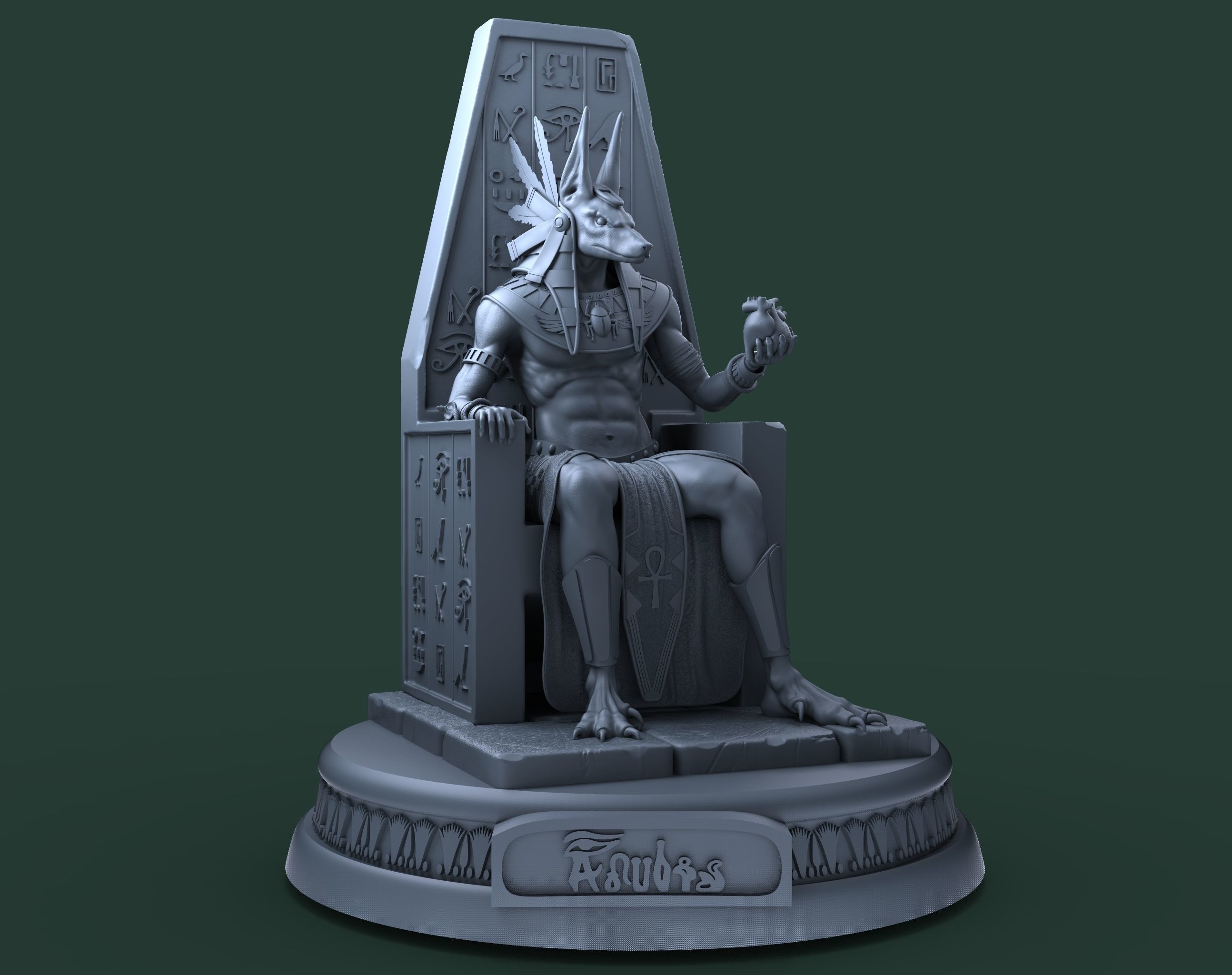 Anubis egyptian king statue 3D print model_1