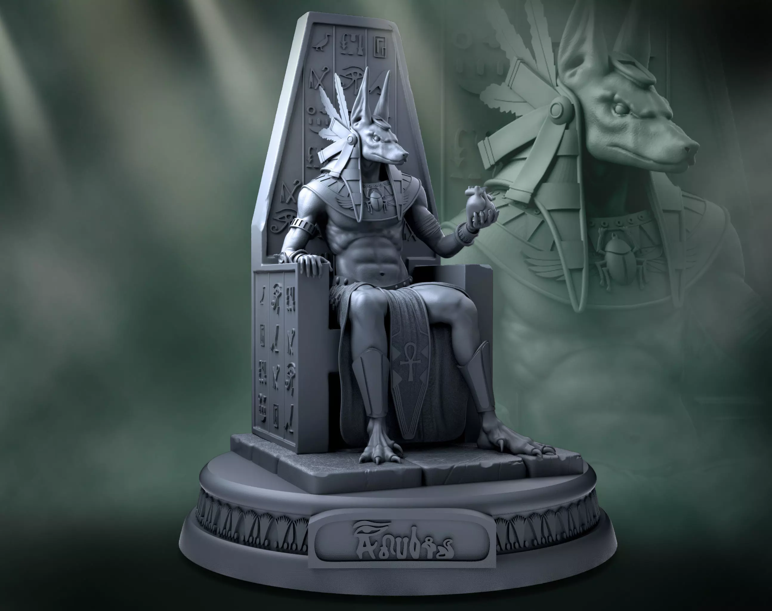 Anubis egyptian king statue 3D print model_0