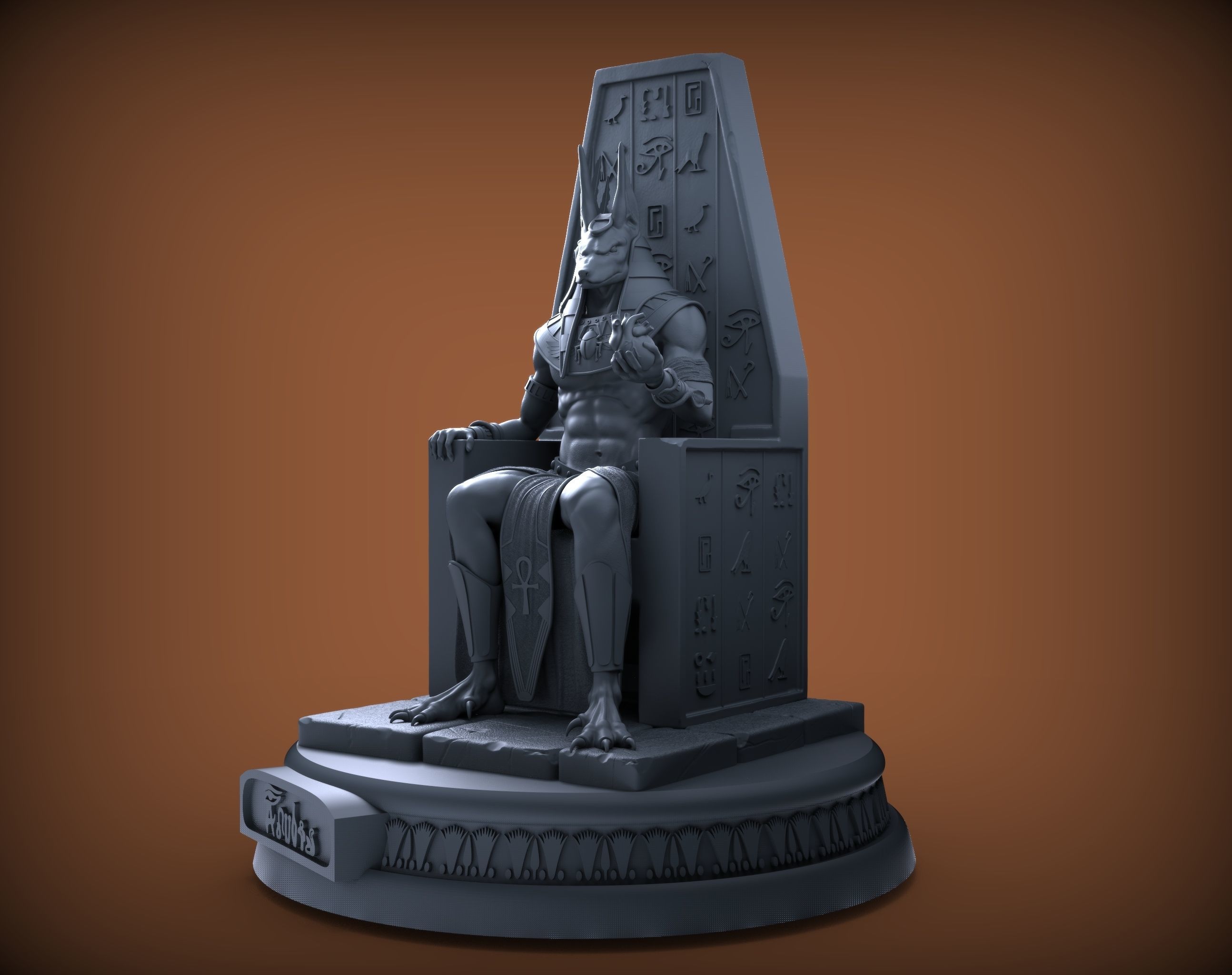 Anubis egyptian king statue 3D print model_3