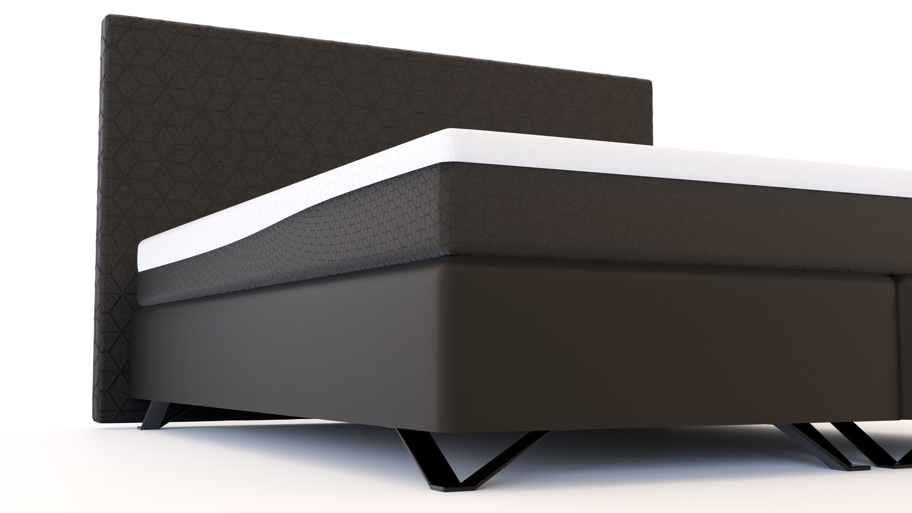 Bed with mattress 3D model_3