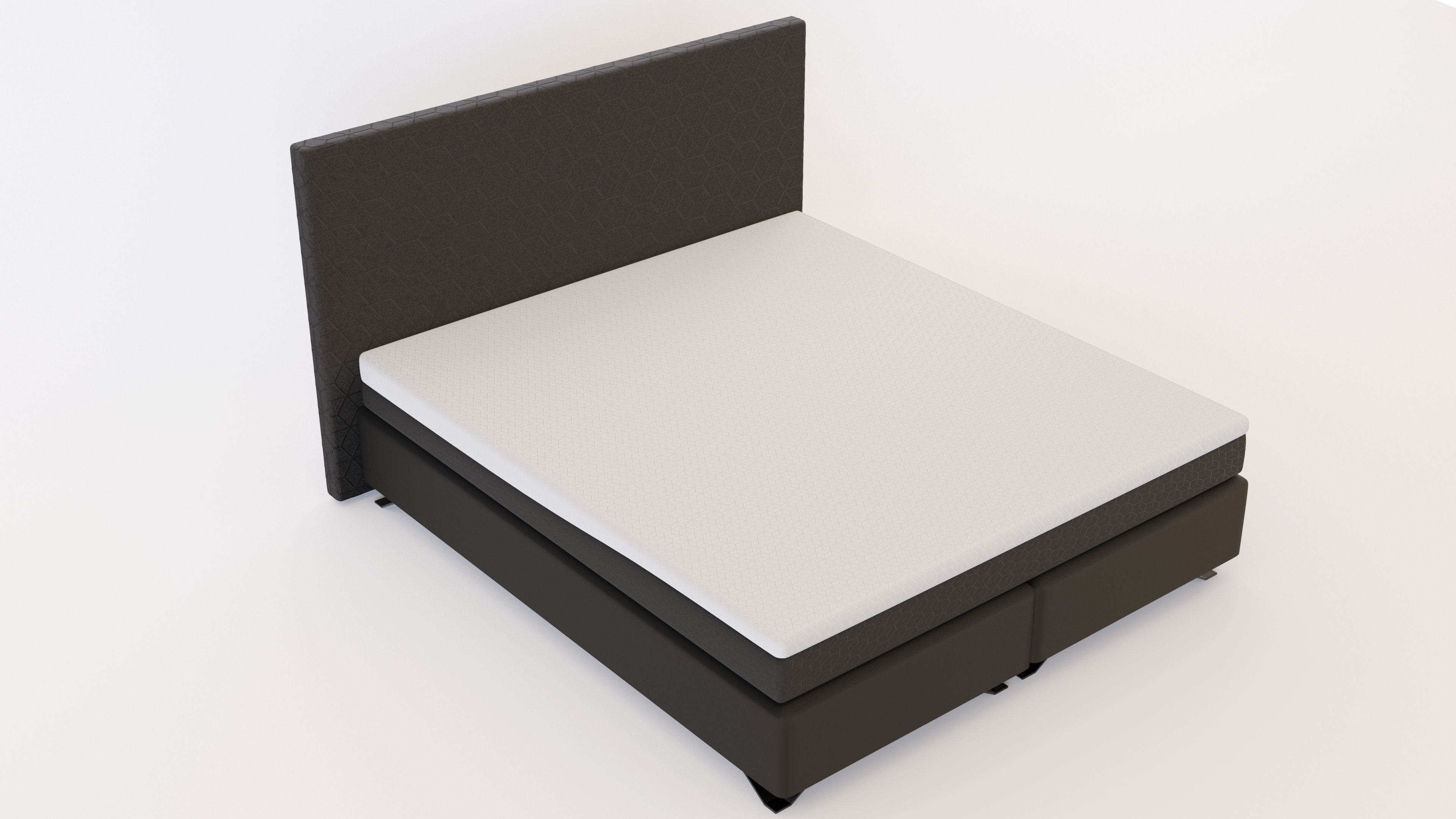 Bed with mattress 3D model_2