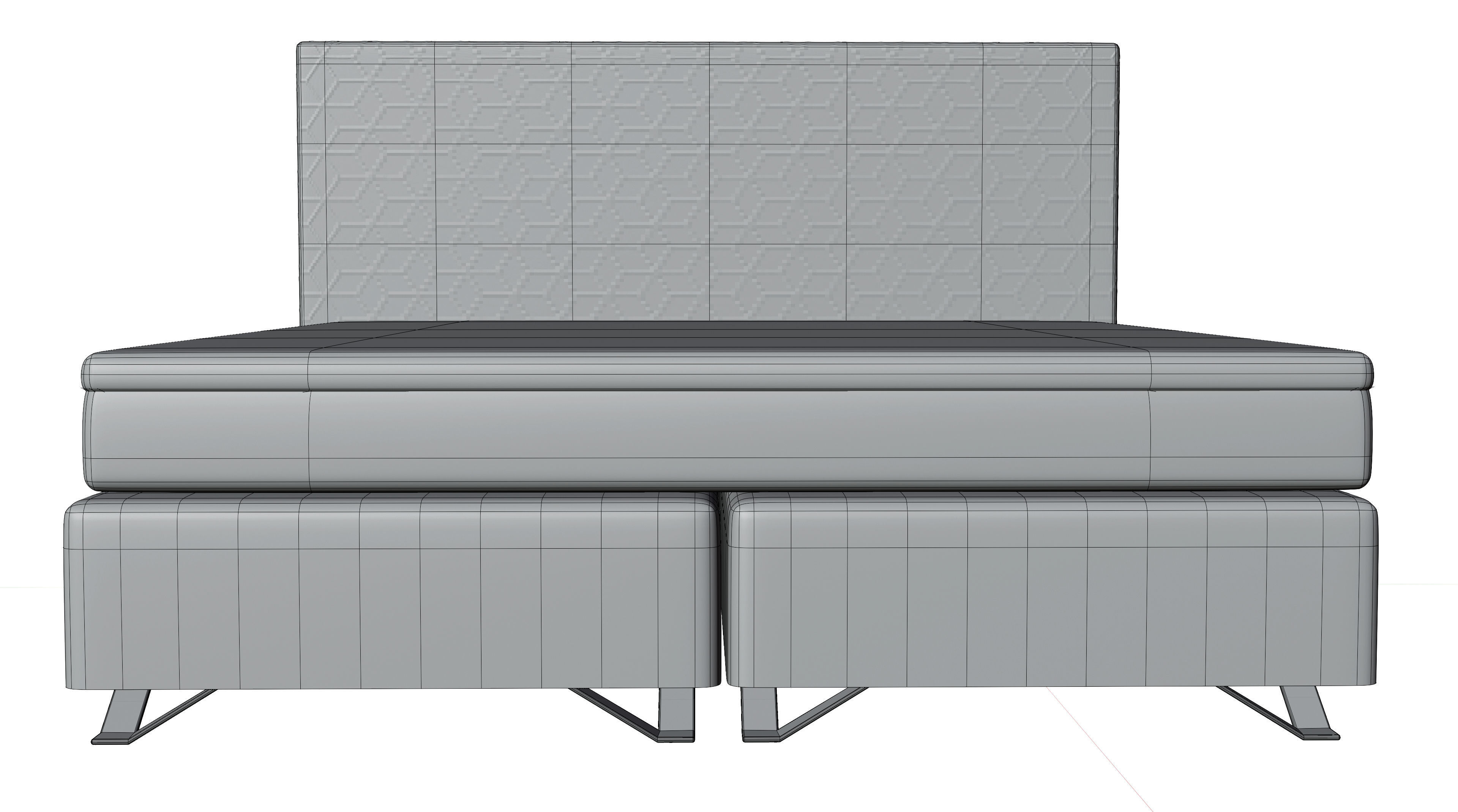 Bed with mattress 3D model_4