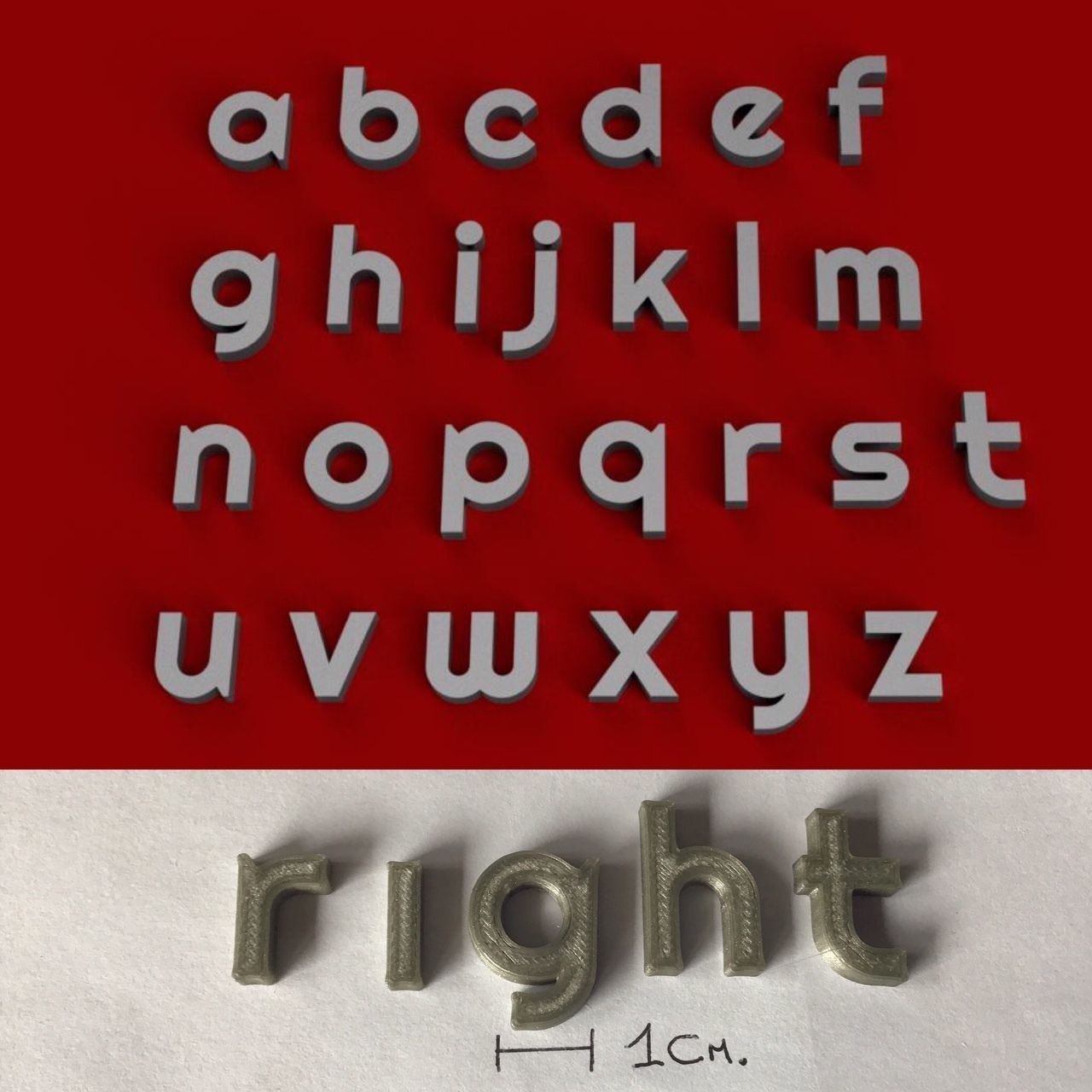 RIGHT uppercase and lowercase 3D Letters STL FILE 3D print model_1