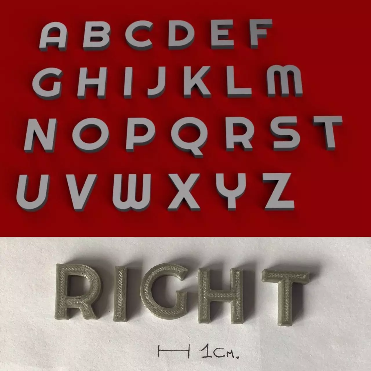RIGHT uppercase and lowercase 3D Letters STL FILE 3D print model_0