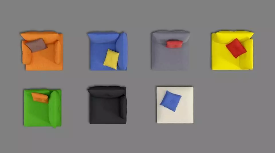 Modular Sofas Of Different Colours 3D model_0