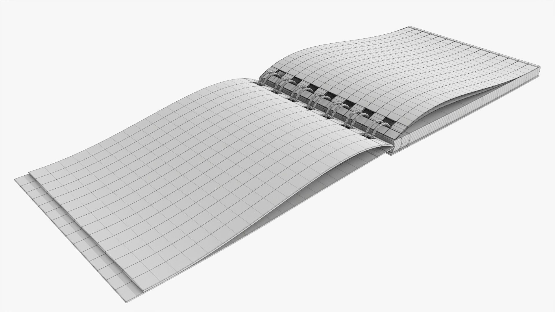 Notebook pad with spiral 02 opened 3D model_8