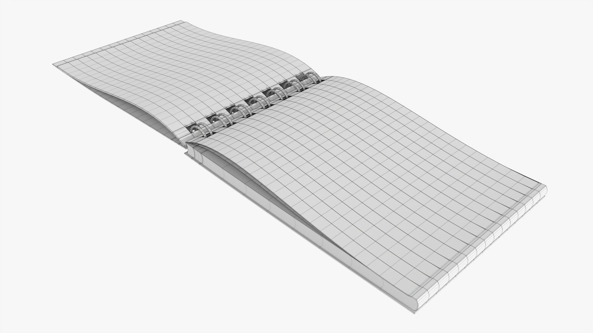 Notebook pad with spiral 02 opened 3D model_7