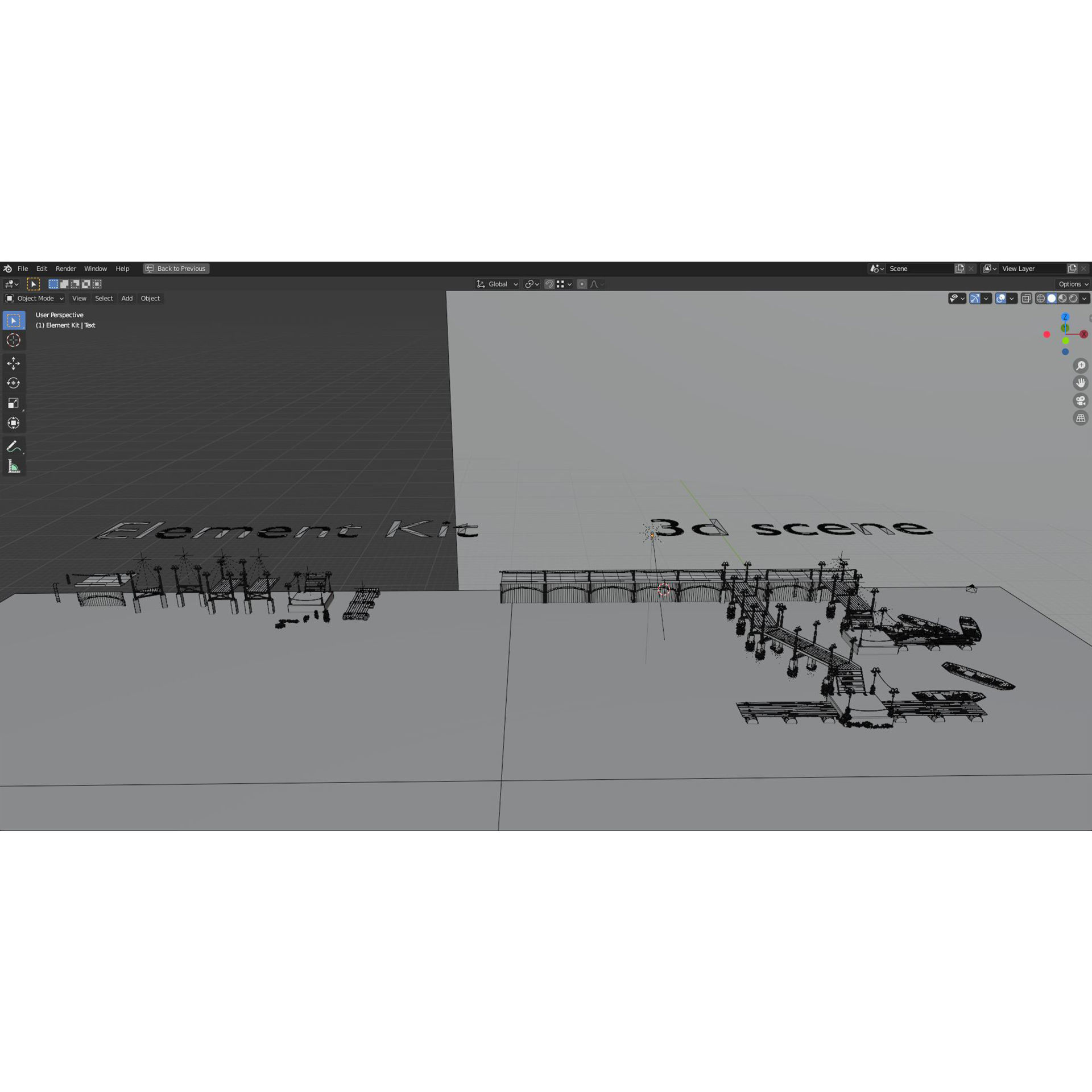 Boardwalk pier jetty floating dock kitbash for river mooring 3D model_6