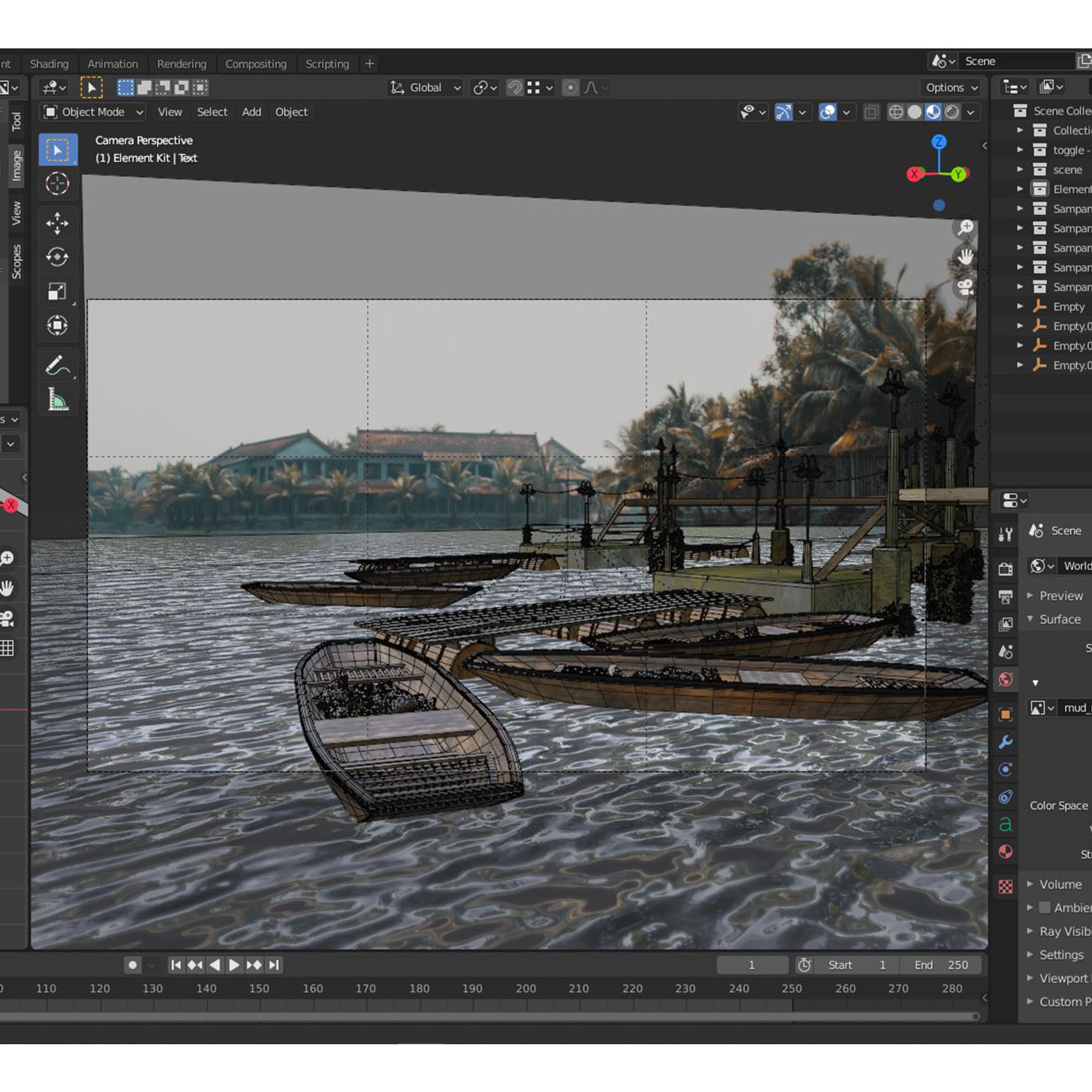 Boardwalk pier jetty floating dock kitbash for river mooring 3D model_8