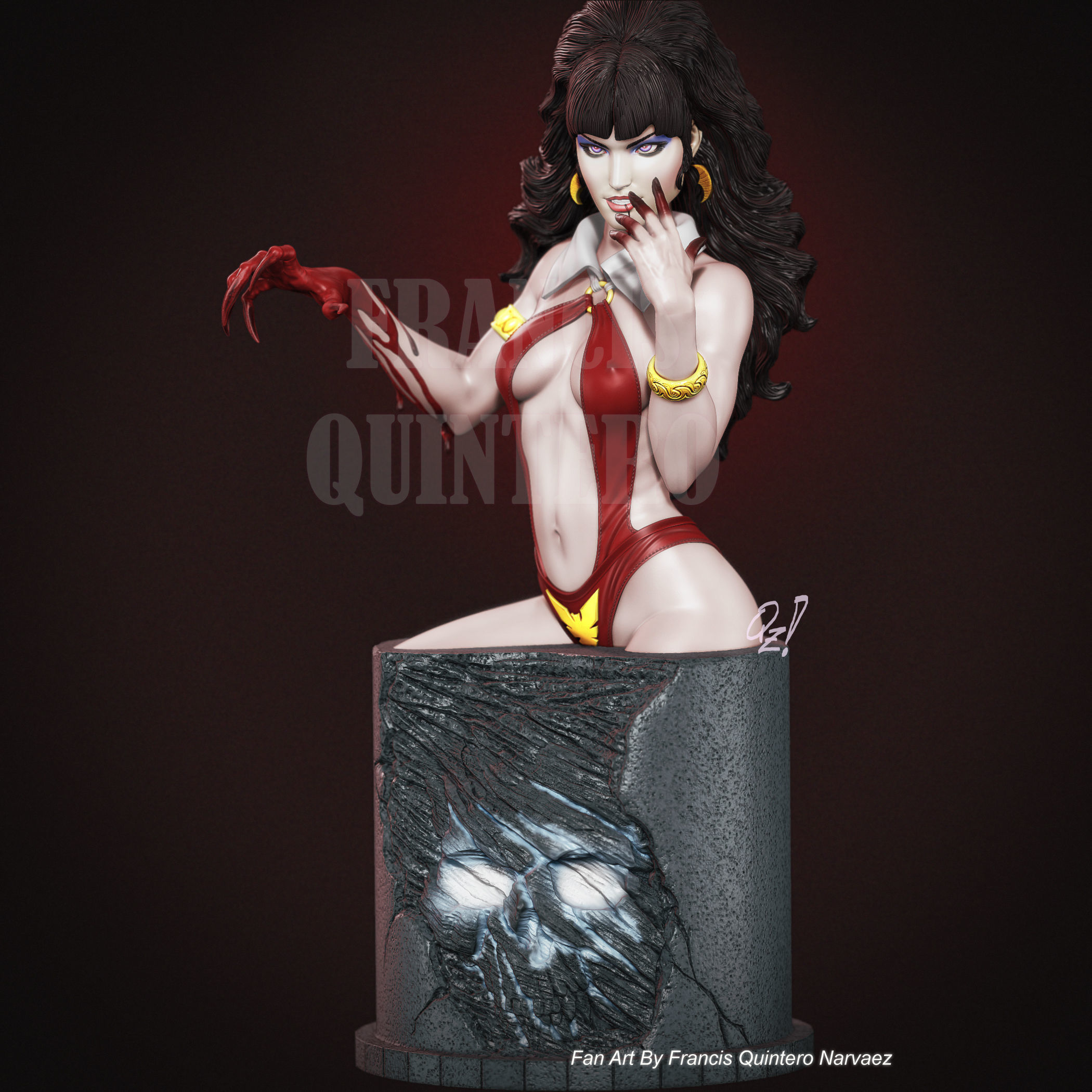Vampirella Bust Artgerm style 3D print model_4