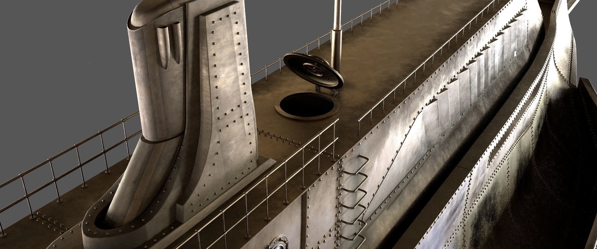 Steampunk Submarine 3D Model 3D model_2