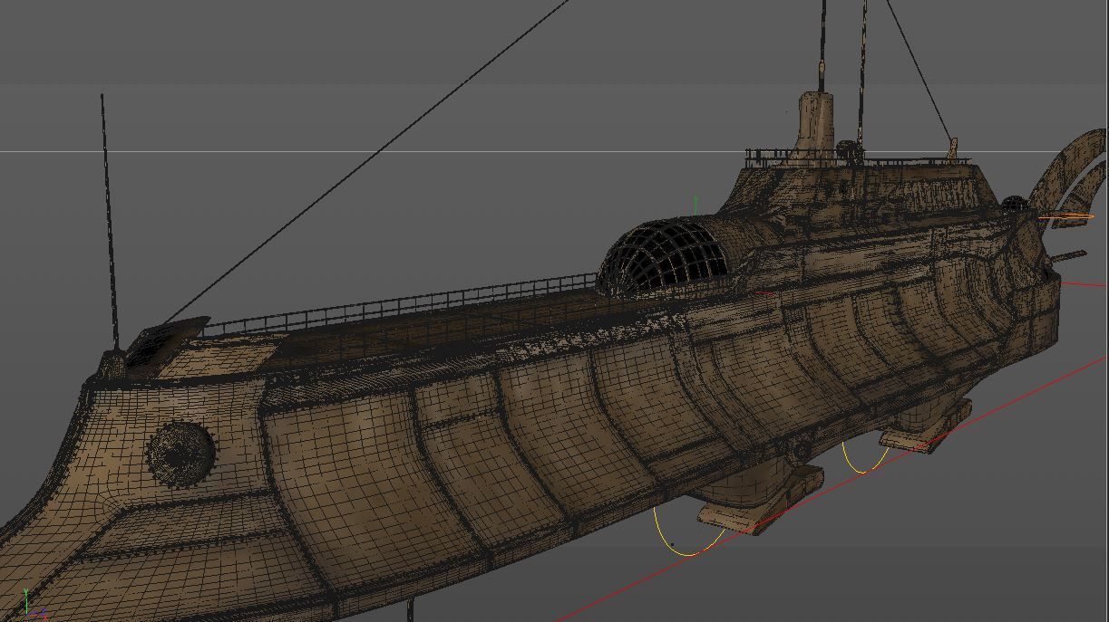 Steampunk Submarine 3D Model 3D model_8