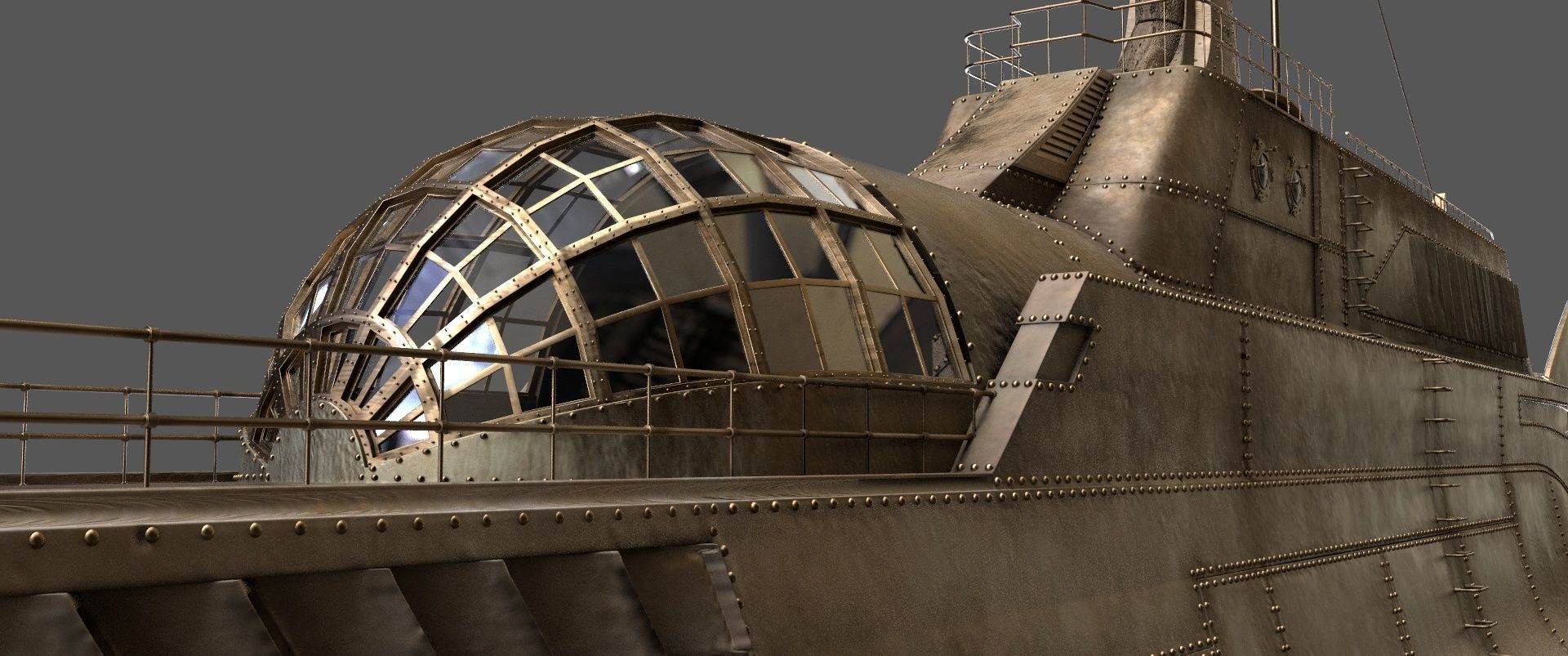 Steampunk Submarine 3D Model 3D model_1