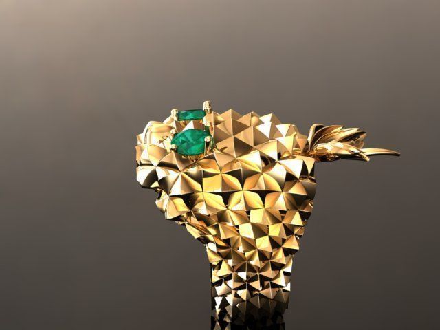 pineapple skull ring 3D print model_4