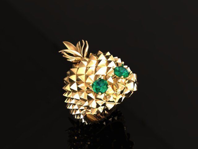 pineapple skull ring 3D print model_3