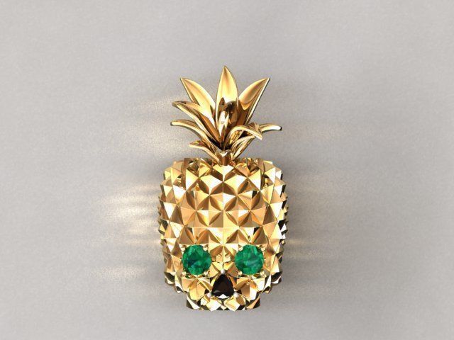 pineapple skull ring 3D print model_1