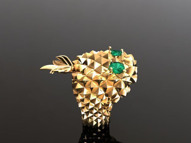 pineapple skull ring 3D print model_0