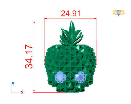 pineapple skull ring 3D print model_5