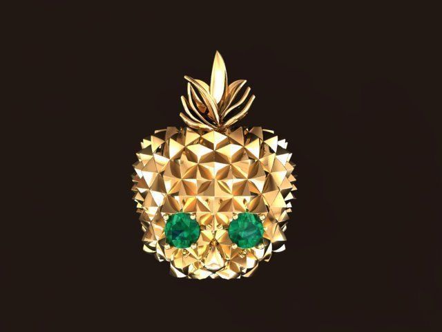 pineapple skull ring 3D print model_2