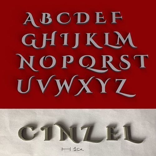 CINZEL  3D letters STL file 3D print model
