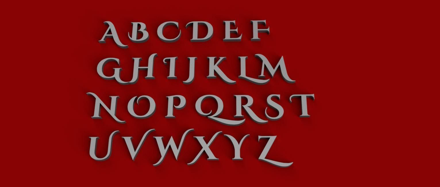 CINZEL 3D letters STL file 3D print model_4