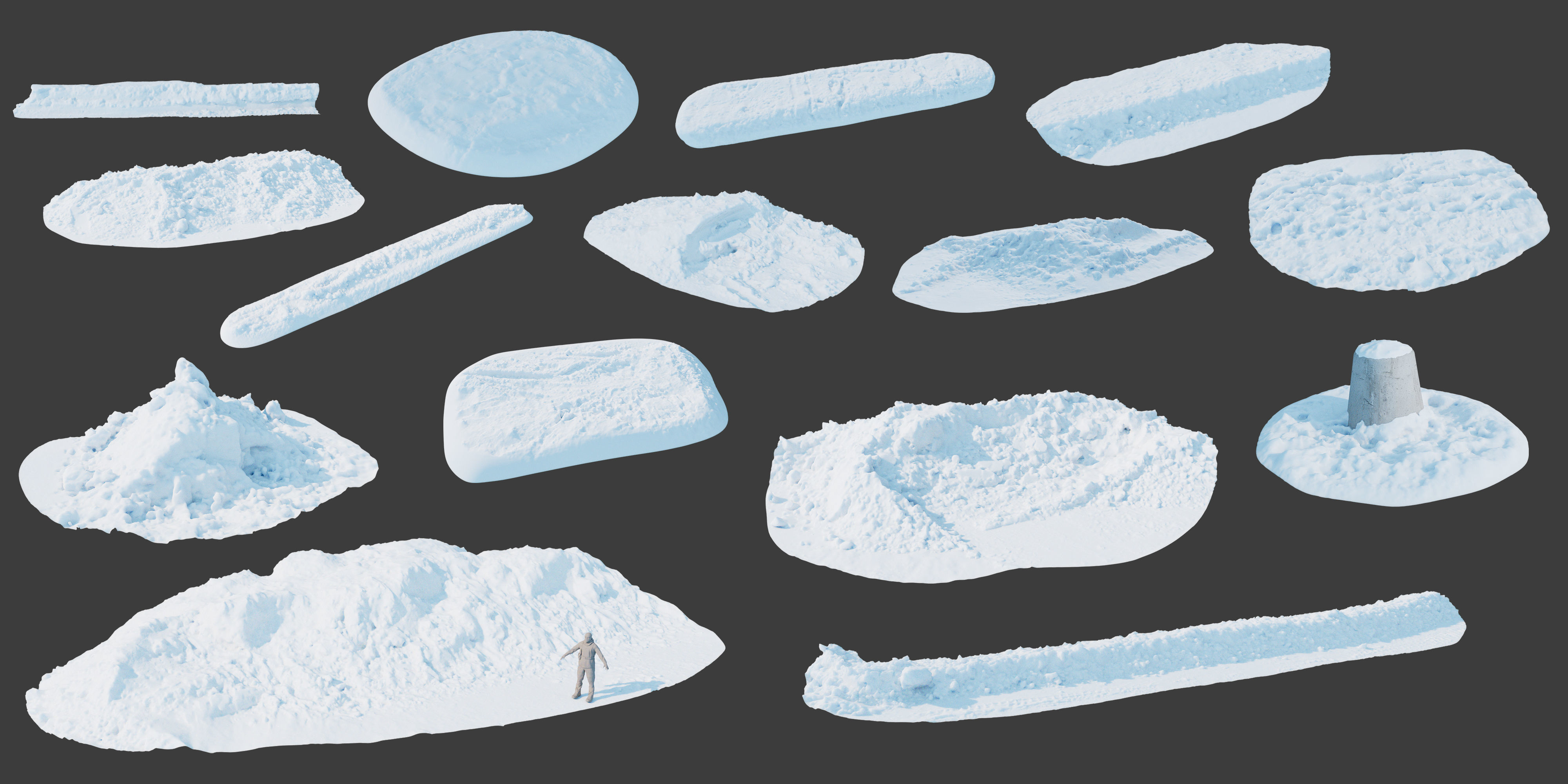 Easy Snow Environment Kitbash Pack 3D model_3