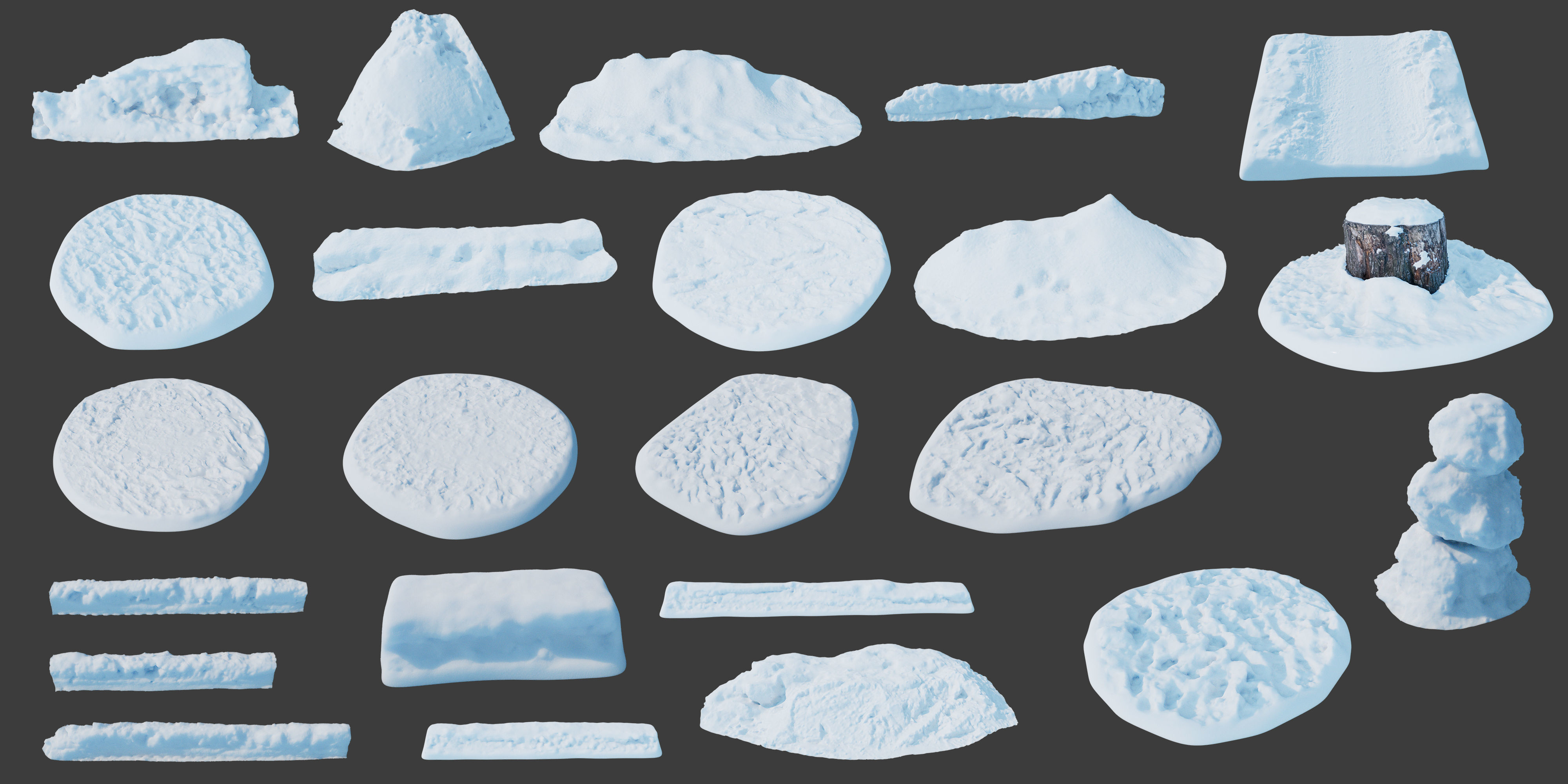 Easy Snow Environment Kitbash Pack 3D model_1