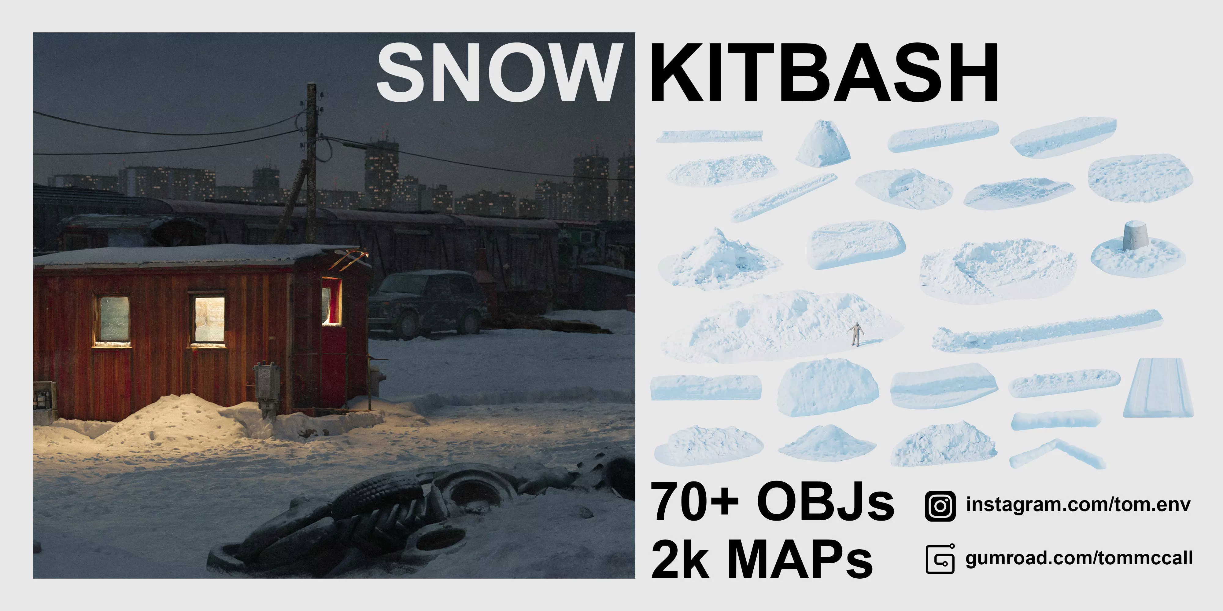 Easy Snow Environment Kitbash Pack 3D model_0