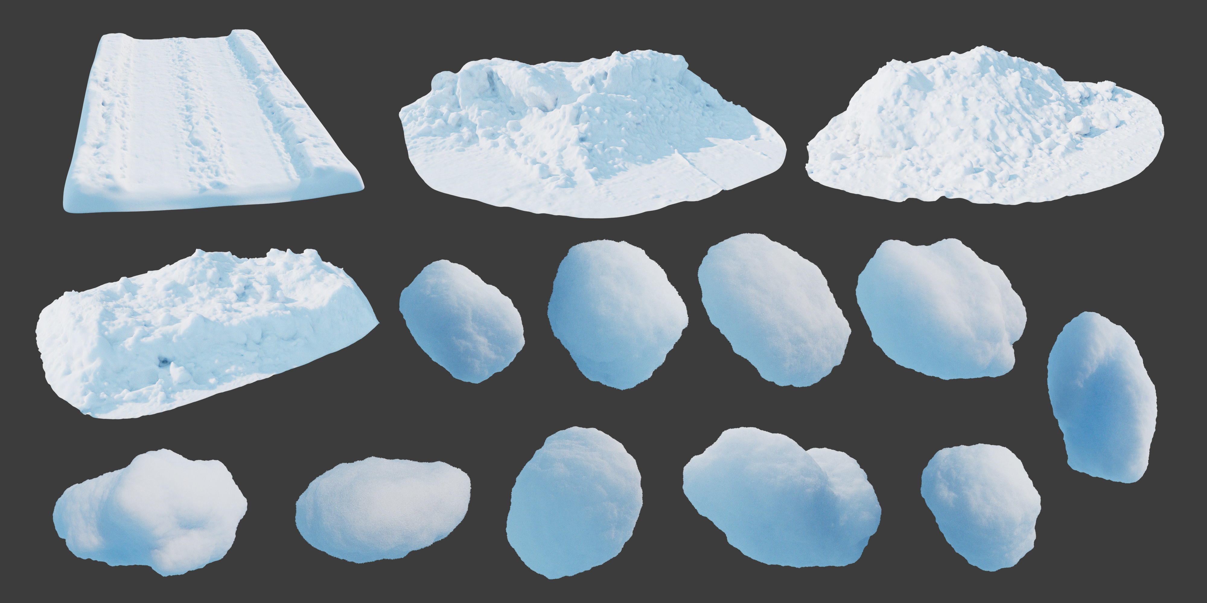 Easy Snow Environment Kitbash Pack 3D model_4