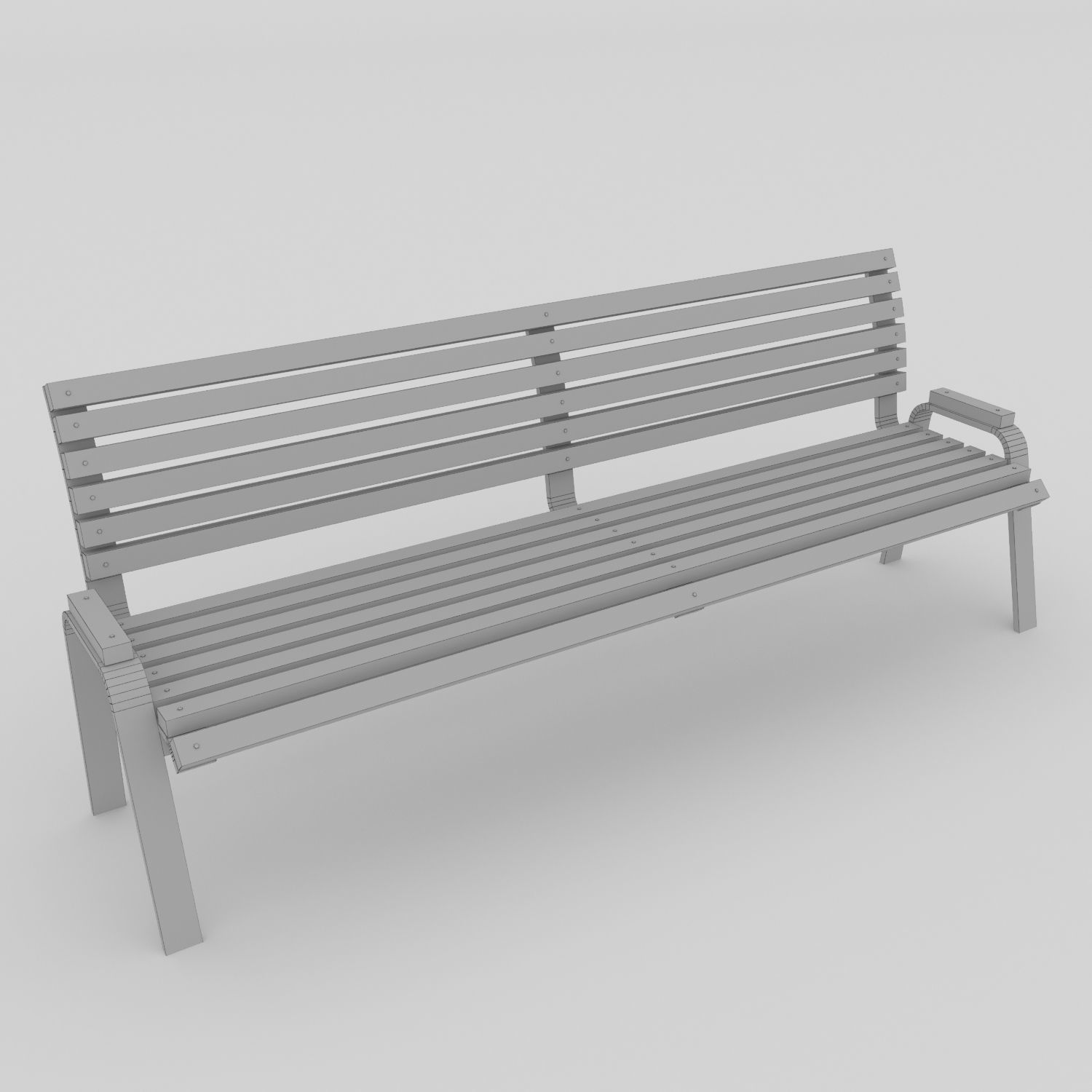 Bench park Low-poly 3D model_4