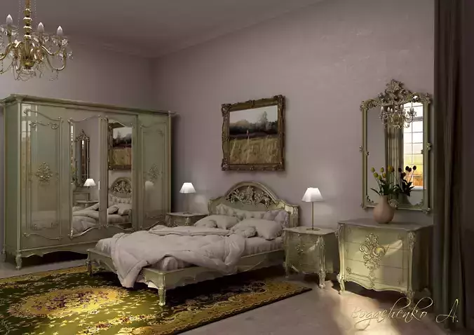 Bedroom ornate wardrobe