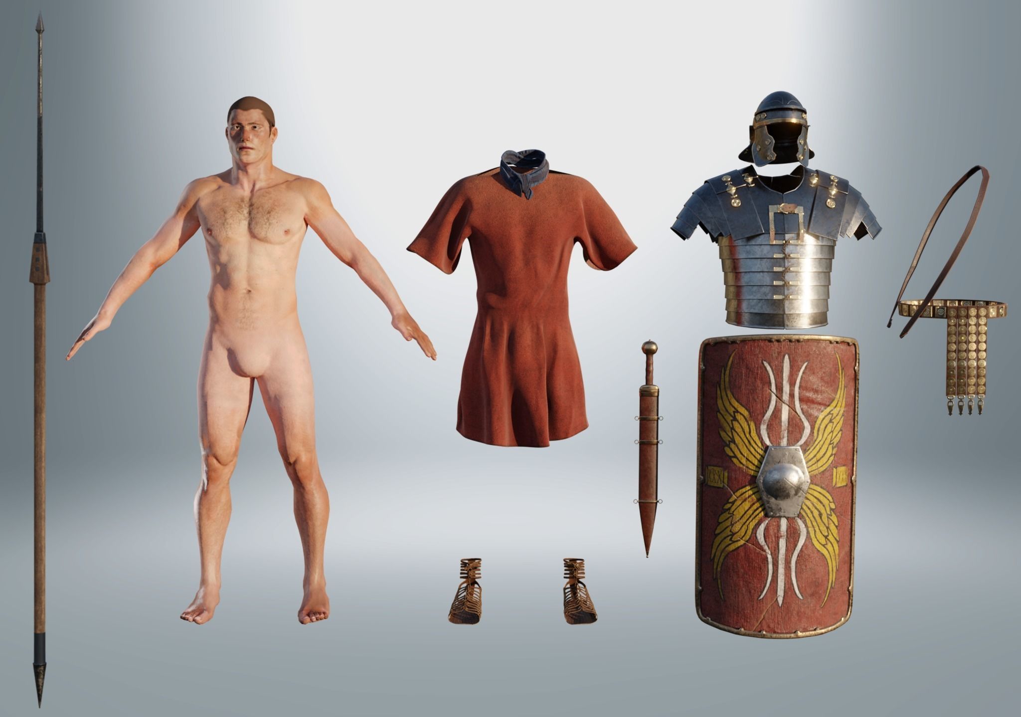 ROMAN LEGIONARY RIGGED-ANIMATED Low-poly 3D model_7