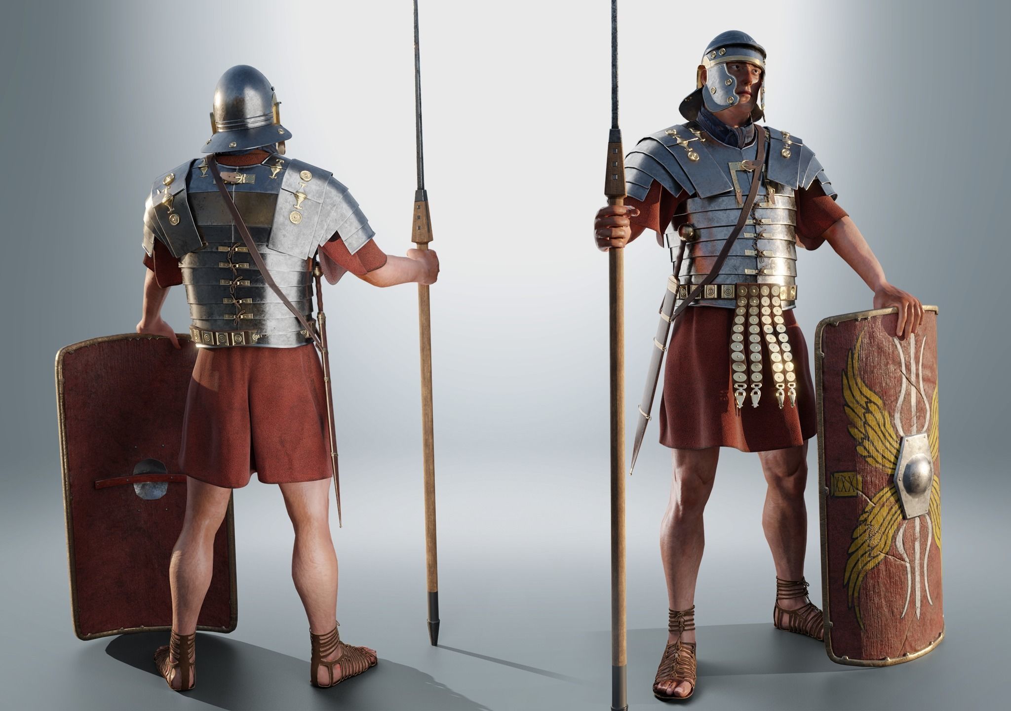 ROMAN LEGIONARY RIGGED-ANIMATED Low-poly 3D model_2