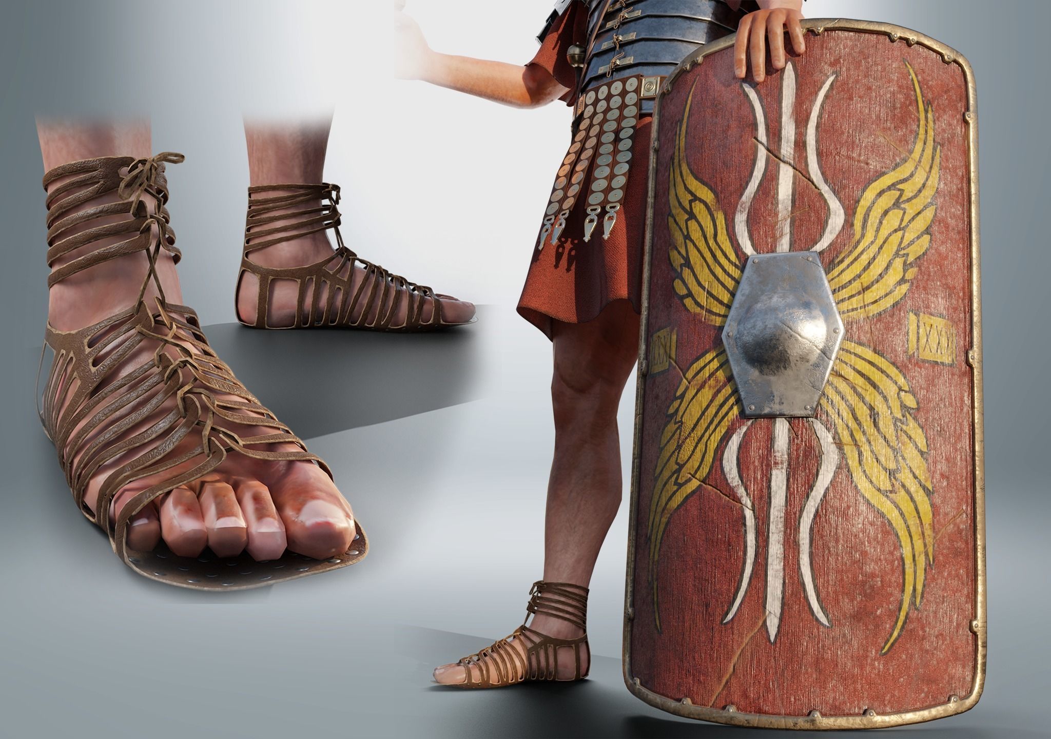 ROMAN LEGIONARY RIGGED-ANIMATED Low-poly 3D model_6