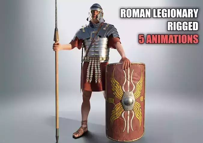 ROMAN LEGIONARY RIGGED-ANIMATED Low-poly 3D model