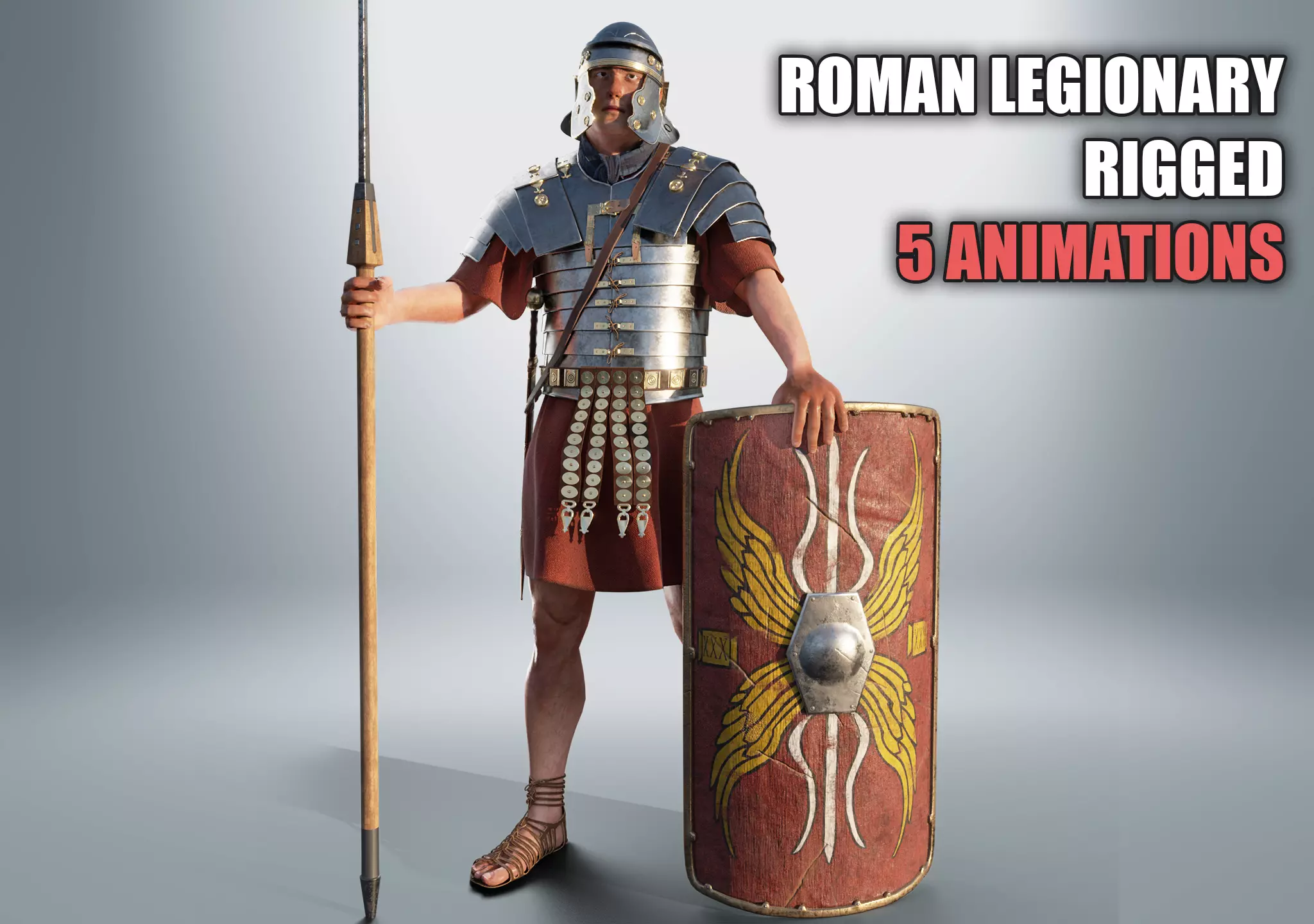 ROMAN LEGIONARY RIGGED-ANIMATED Low-poly 3D model_0