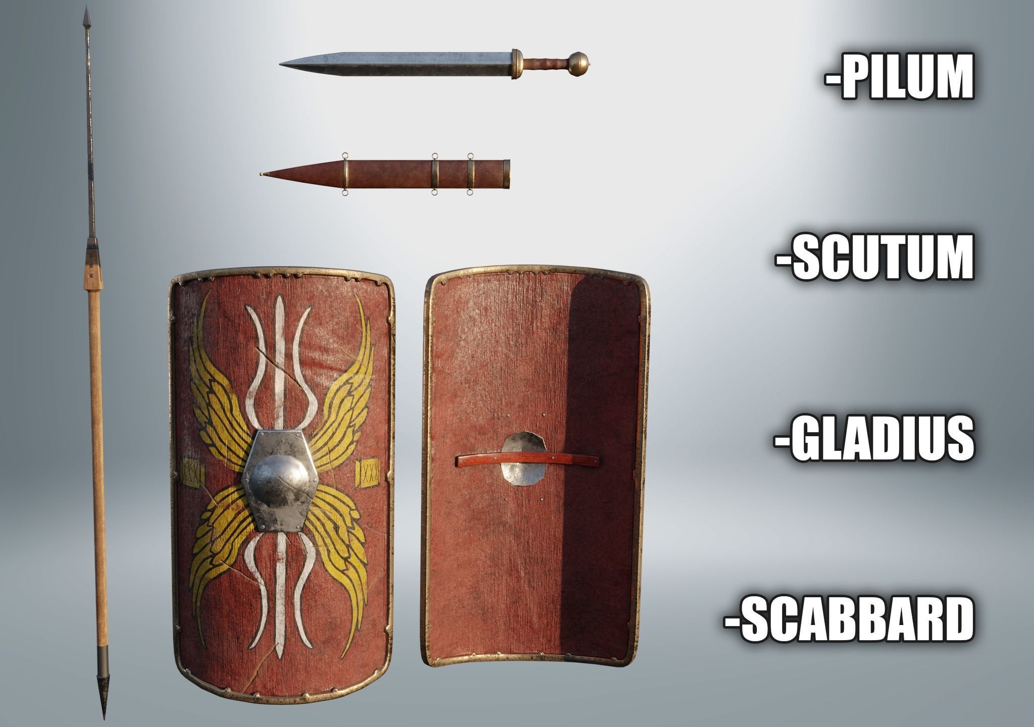 ROMAN LEGIONARY RIGGED-ANIMATED Low-poly 3D model_8