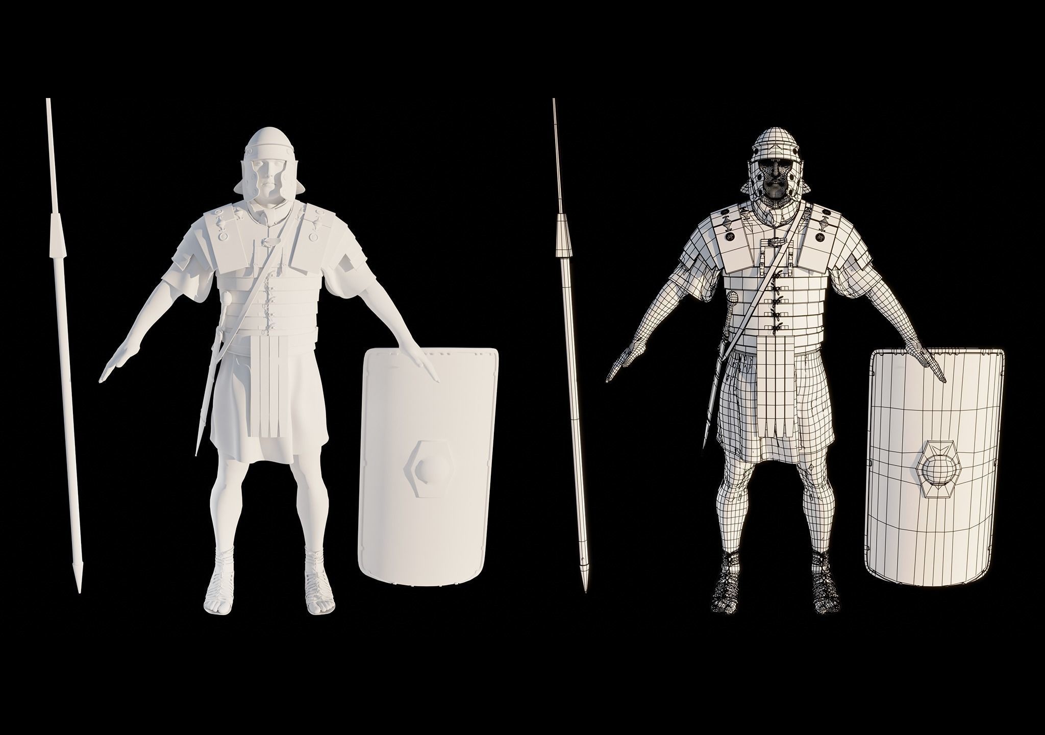 ROMAN LEGIONARY RIGGED-ANIMATED Low-poly 3D model_10
